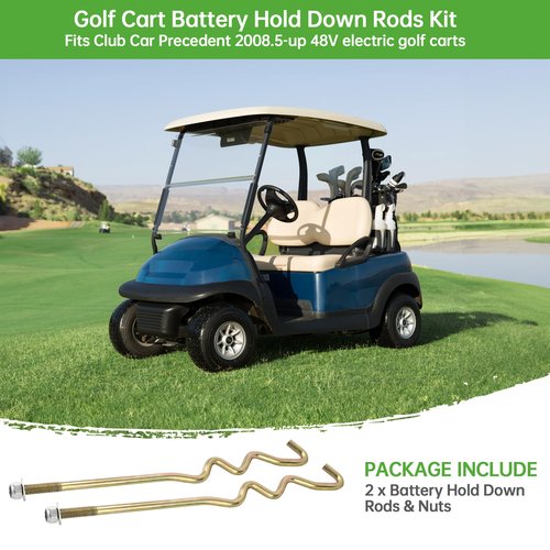 10L0L Golf Cart Battery Hold Down Rod Kit with Lock Nuts, 2 Pack S-Type Battery Tie Down Rods for Club Car Precedent Electric 2008.5-Up, Replaces OEM 103357701 103374801 1014555
