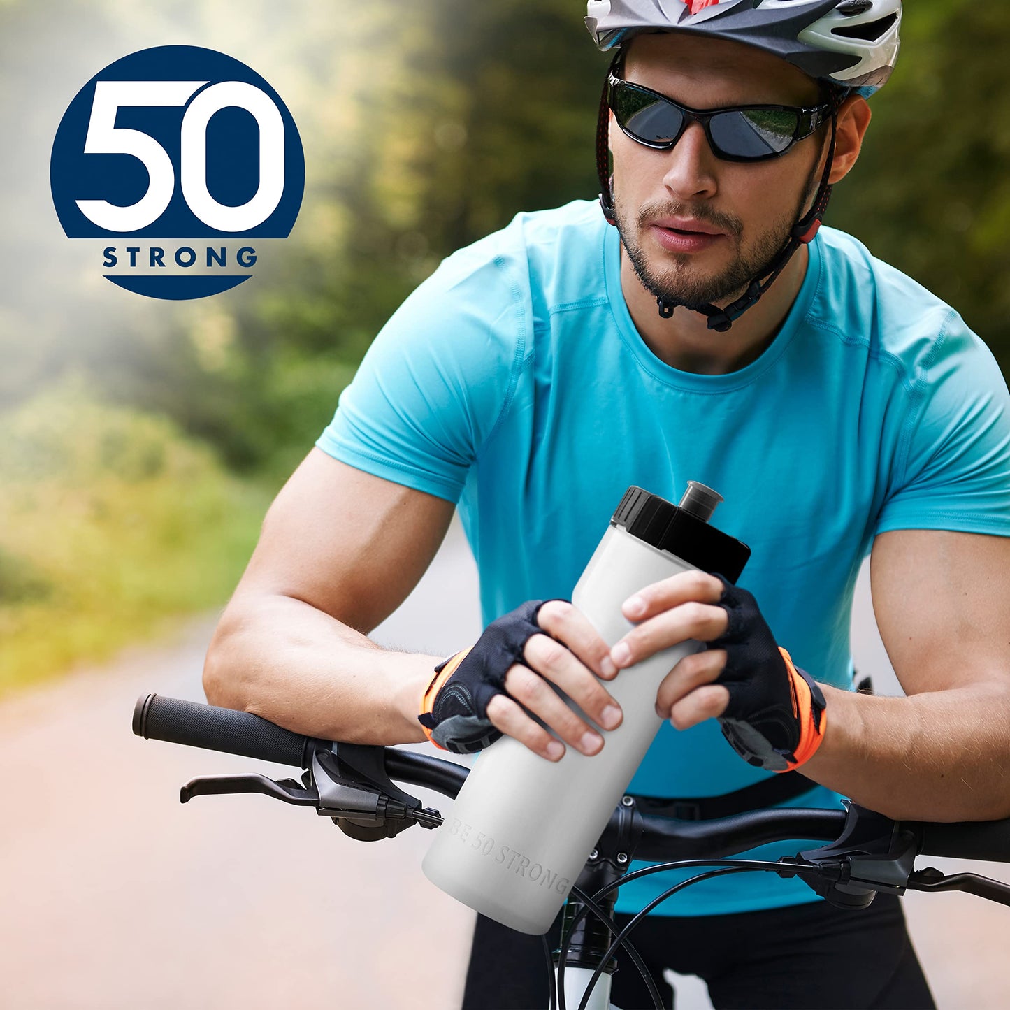 50 Strong | Bulk Water Bottles, 24-Pack, 22 oz, Sports Squeeze, Clear