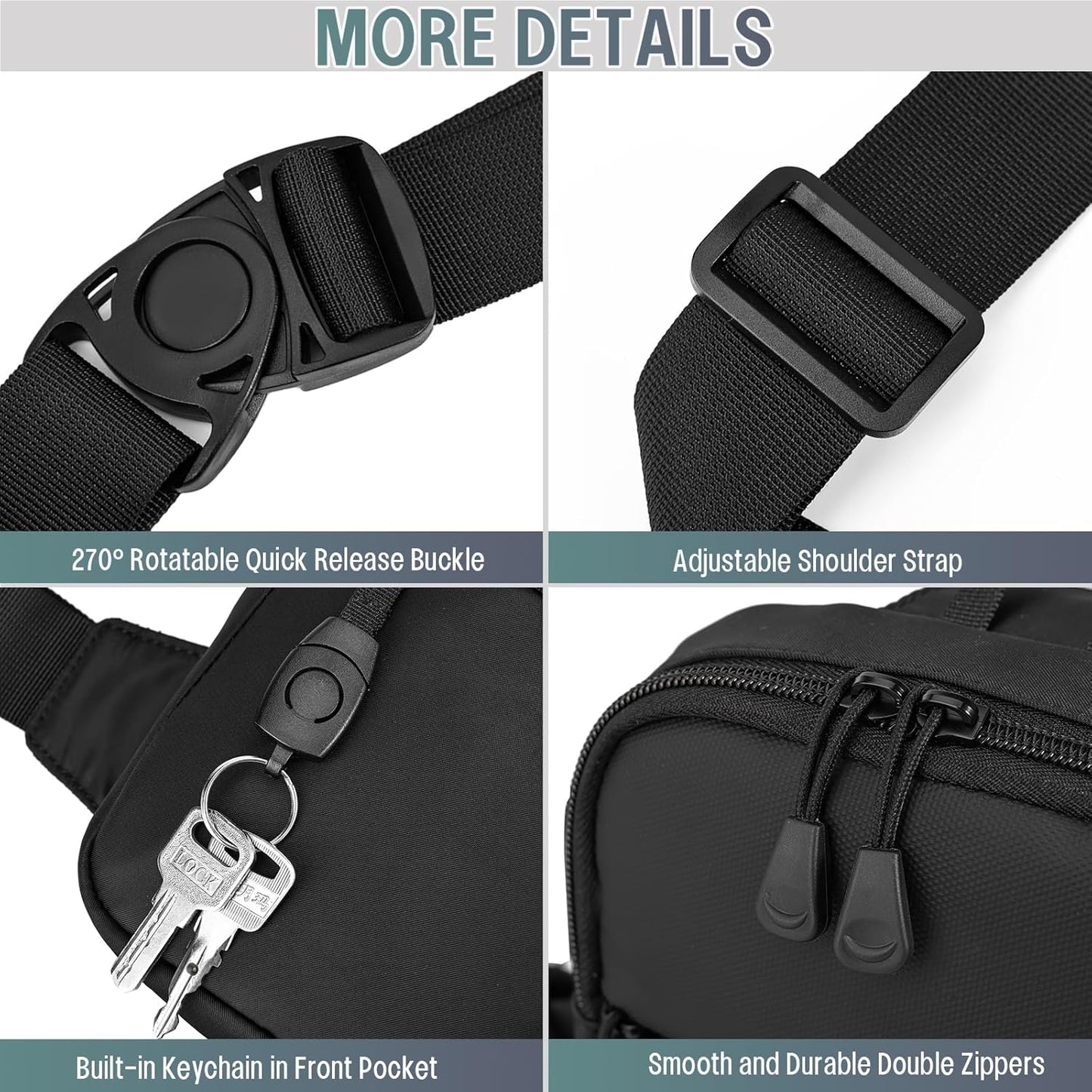 Skiennix Mini Sling Bag - Waterproof Crossbody Bag for Men | Lightweight Everyday Carry (Black)
