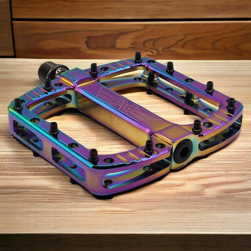 PDX G11 Mountain Bike Pedal MTB Pedal Large Concave Platform Machined Aluminum Polished Bicycle Non-Slip Pedals 9/16 Chromoly Spindle Smooth Ball Bearings (oilslick)