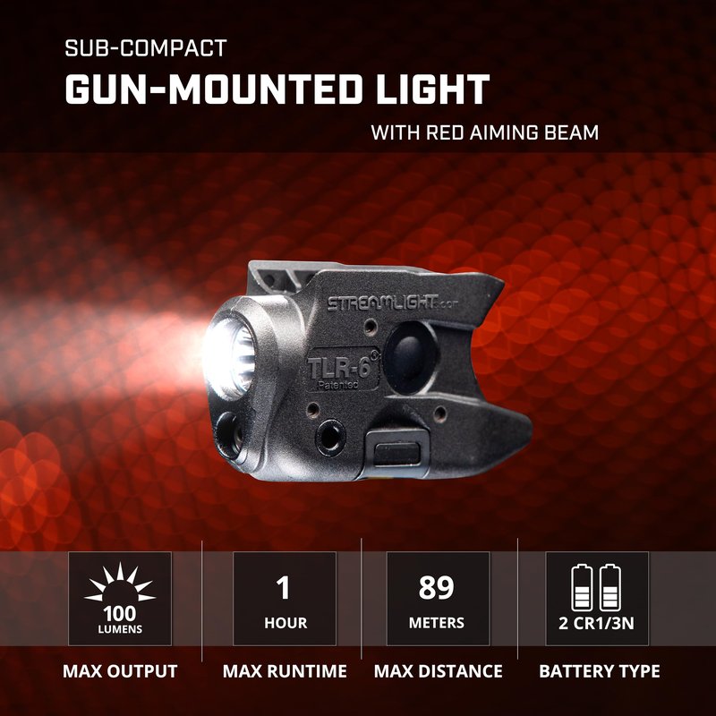 Streamlight 69274 TLR-6 100-Lumen Tactical Weapon Light with Integrated Red Aiming Laser Designed Exclusively and Solely for KAHR Arms CT9/CW9/CM9/CT40/CW40/CM40/TP9/P9/PM9/TP40/P40/PM40, Black