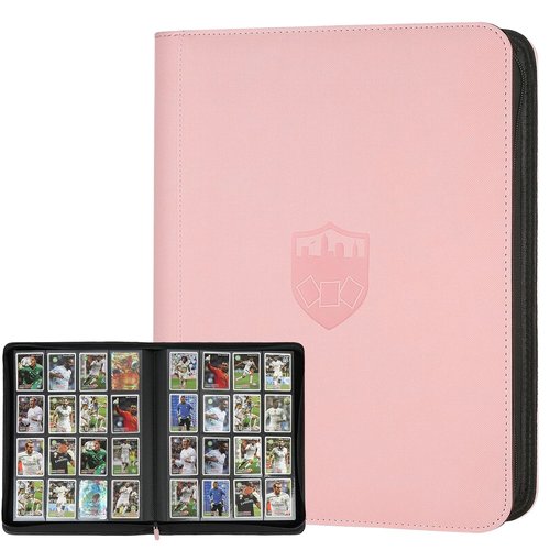 GERMUN Trading Card Binder - Premium 16 Pocket Card Holder for 1000+ Cards | Double-Sided Album (Pink)