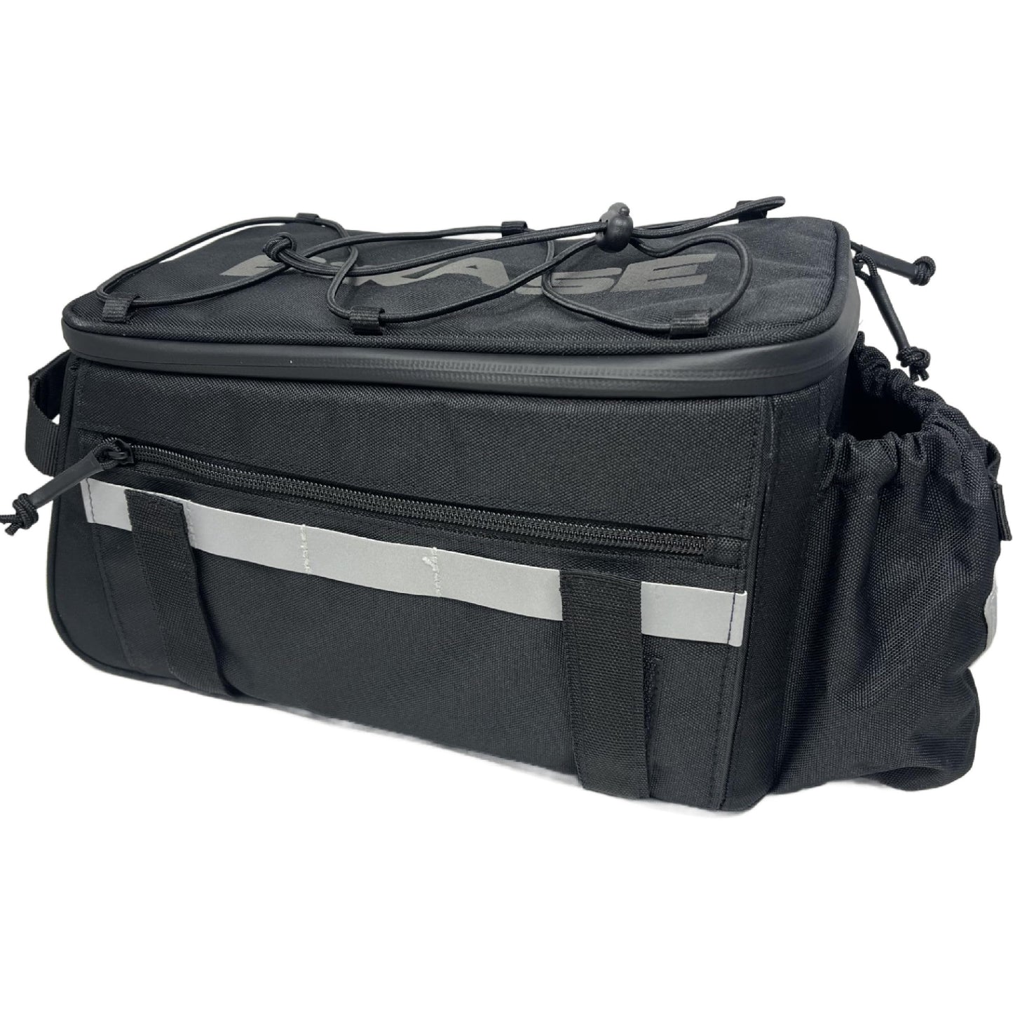 BiKase Big Momma Bike Trunk Bag - Universal Fit Medium Rear Rack Bag with Side Pockets, Top Bungee, Mesh Pocket, Key Holder & Reflective Accents - Spacious Bicycle Rack Bag for Ebikes & Bicycles