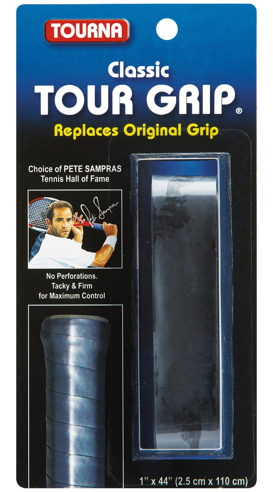 Tourna Classic Tour Grip Smooth Tennis Grip, Black, White, CTG-BK-N