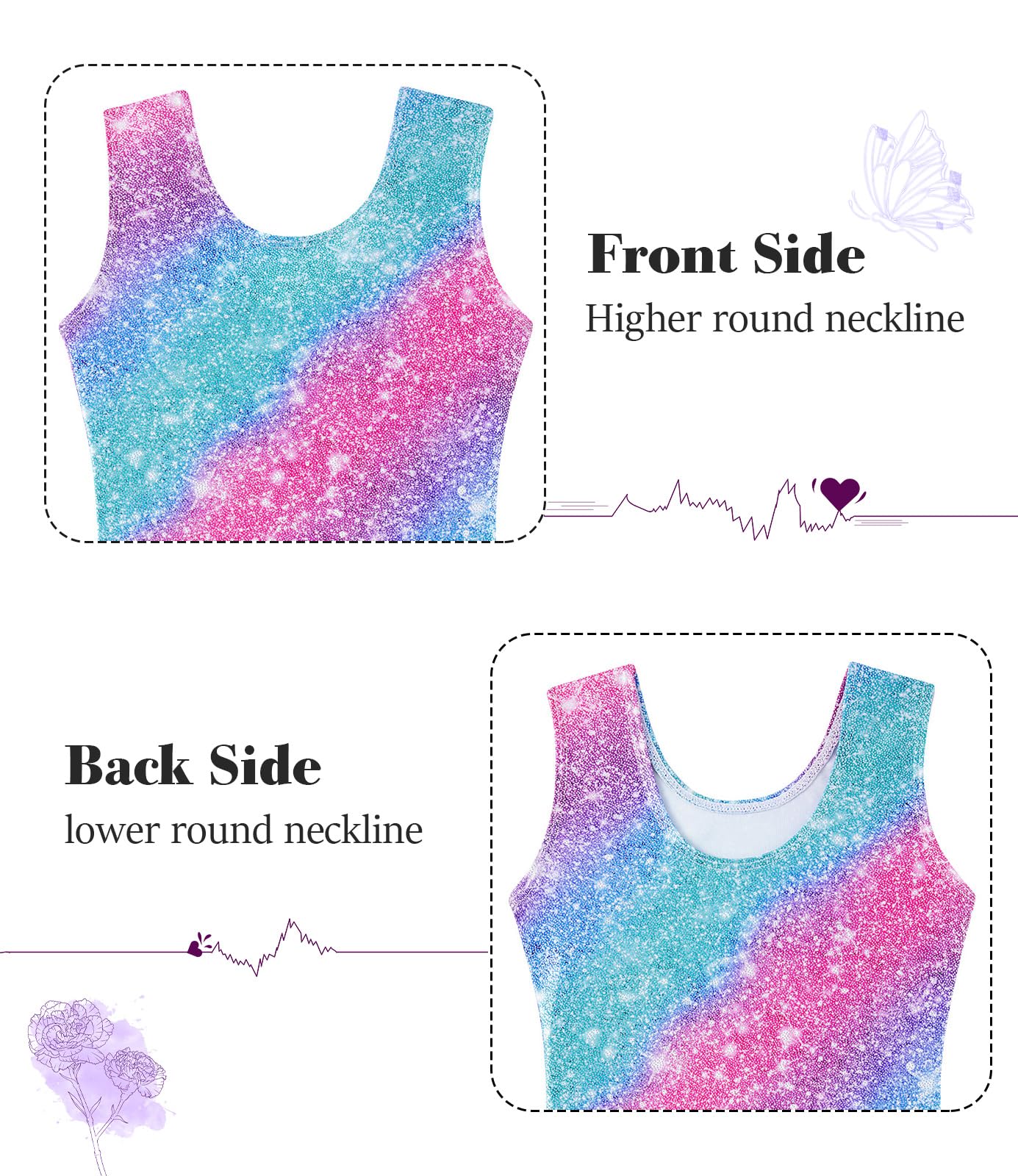 Vogseek Sparkly Gymnastics Leotards for Girls 4 5Y Blue Purple Biketards