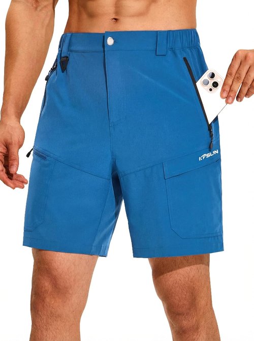 KPSUN Men's 7" Tactical Cargo Shorts - Lightweight, Quick-Dry Design with Zipper Pockets for Outdoor Activities