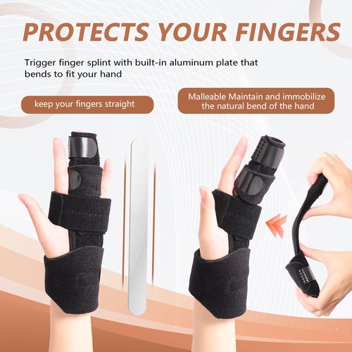 2 Finger Splint, Adjustable Finger Brace, Finger Metal Support for Broken Fingers, Mallet Finger Splints, Trigger Finger Straightener, Arthritis, Pain Relief, Injury, Fracture, Sprains(L/XL)