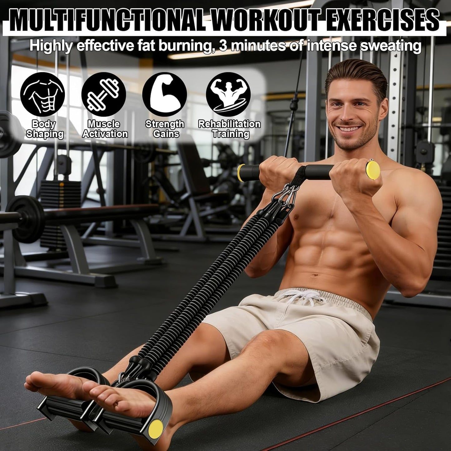 Pedal Resistance Band by New | Non-Slip Foot Pedals for Abdominal, Arm, Leg & Waist Exercises - Adjustable