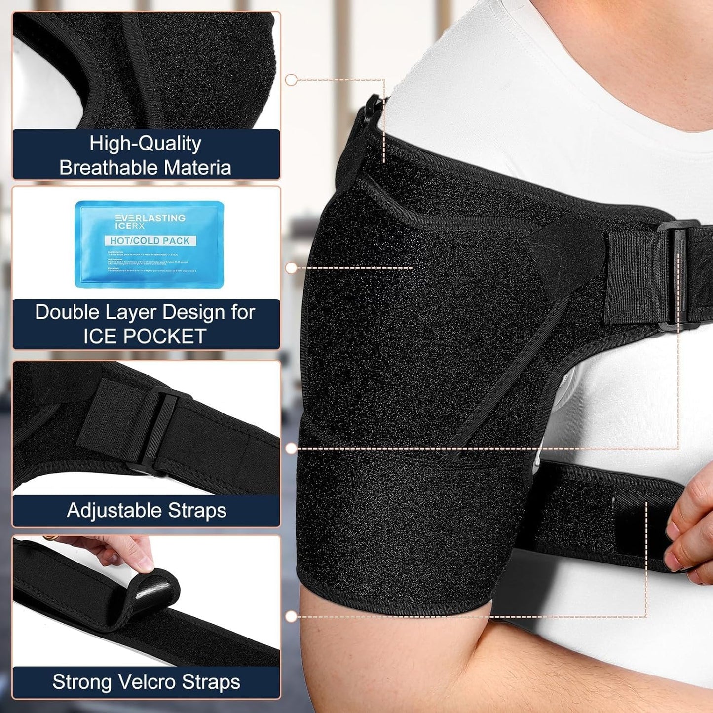 XiangAi Unisex Shoulder Brace for Recovery Shoulder, Adjustable Shoulder Support for Rotator Cuff, AC Joint Pain Relief, Shoulder Injuries. Perfect Fit Shoulder Compression Sleeve(Pink)