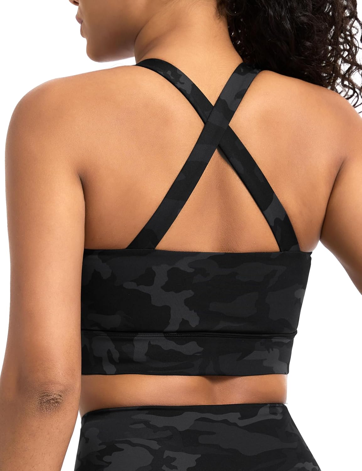 The Gym People Women's Cross Back Sports Bra - V Neck, Wide Straps, Removable Pads | Yoga Crop Top