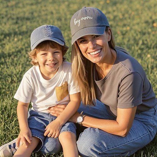 Boy Mom Gifts, Boy Mom Hat for Women, Birthday Mothers Day for Boys Mama Gift Ideas, Adjustable Washed Cotton Embroidered New Boys Moms Baseball Caps Dark Grey