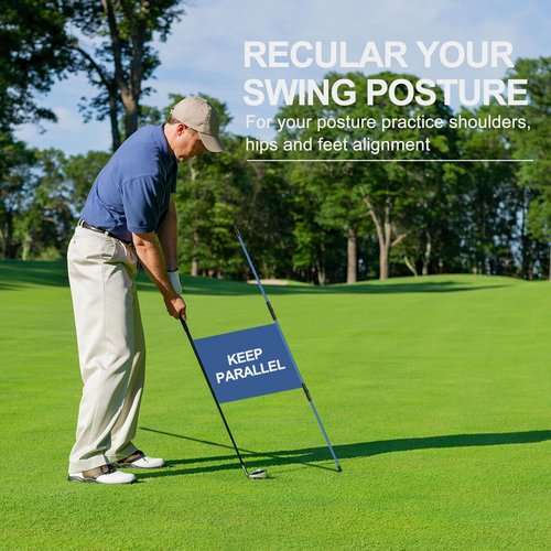 BAIRBRE Golf Alignment Sticks 2 Pack,Golf Alignment Rods Upgraded 48" Collapsible Golf Practice Sticks Golf Training Aid for Aiming,Putting,Golf Training Sticks with Clear Tube Case (Blue)