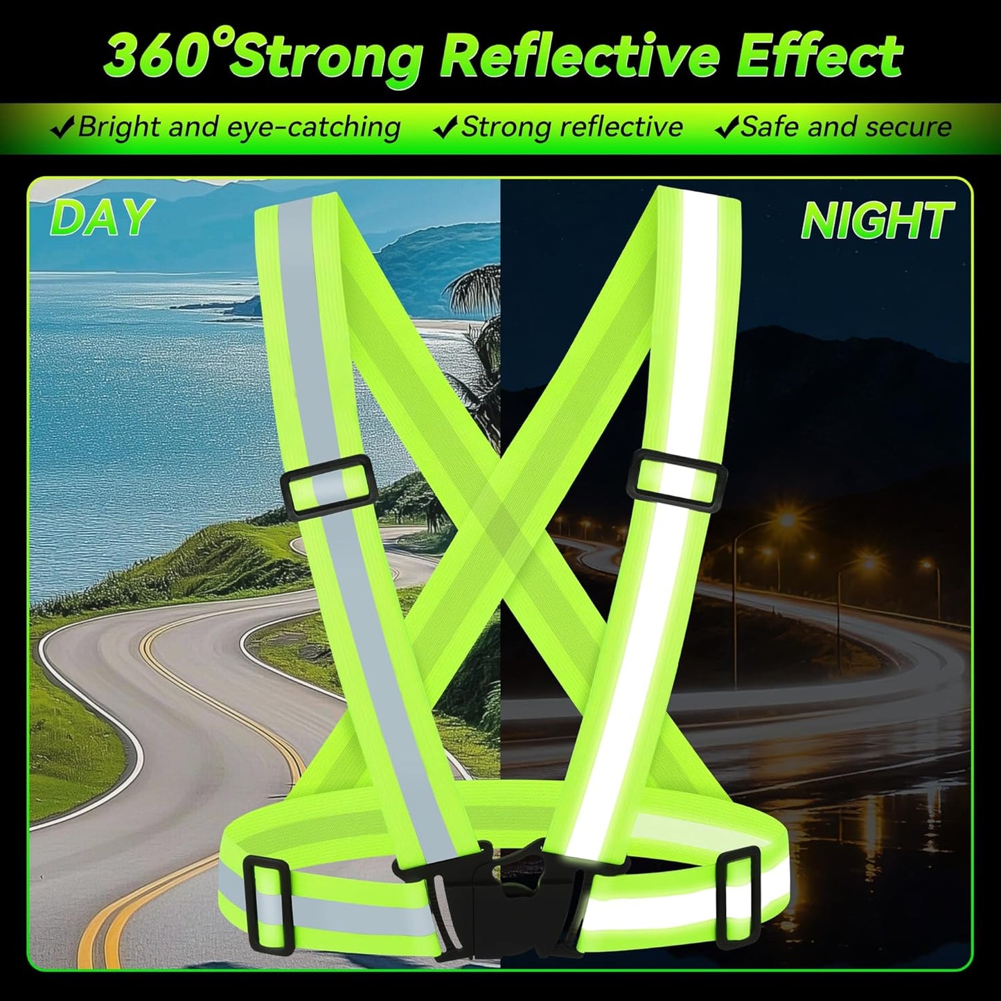 Skiennix Reflective Vest | High Visibility Adjustable Safety Gear for Running, Hiking, Dog Walking