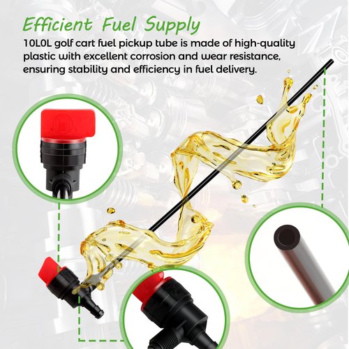 10L0L Golf Cart Fuel Siphon Pickup Tube for Club Car DS 1992-up, Precedent 2005-2008 Gas, with Shut Off Valve, OEM 1018969-01, 101896901, 6725, 8969