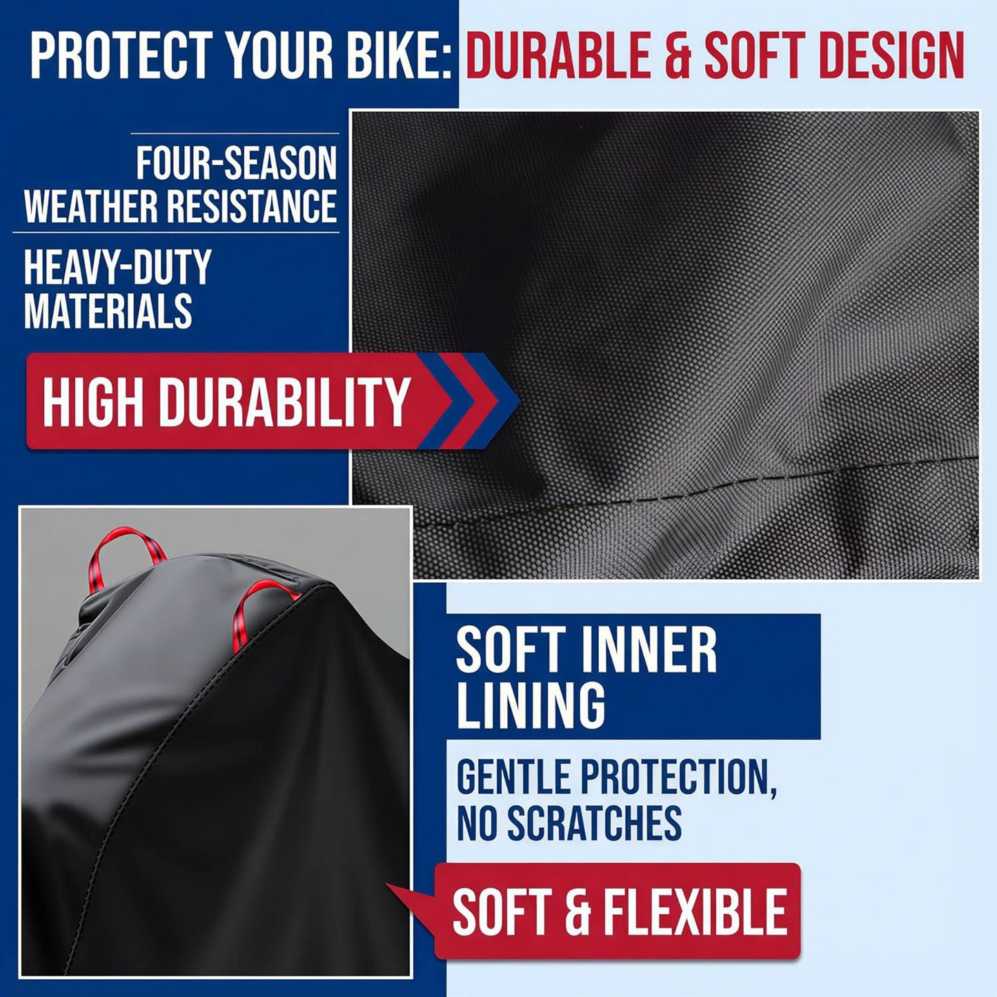 Skiennix Bike Cover - Heavy Duty Waterproof 500D Material with Side Zipper | Fits 1-3 Bikes, Windproof & Reflective Strips