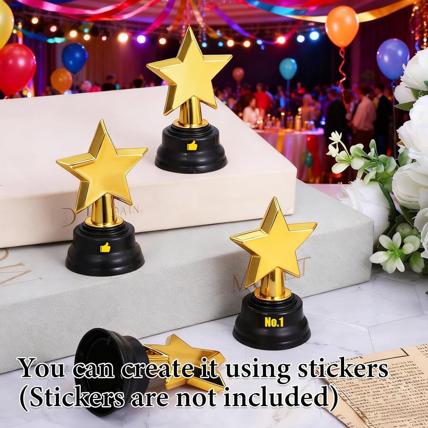 Mini Star Trophy Awards by [Brand Name] - 24 Pack Gold Plastic Trophies for Party Favors & Sports Events (3.5 Inch)