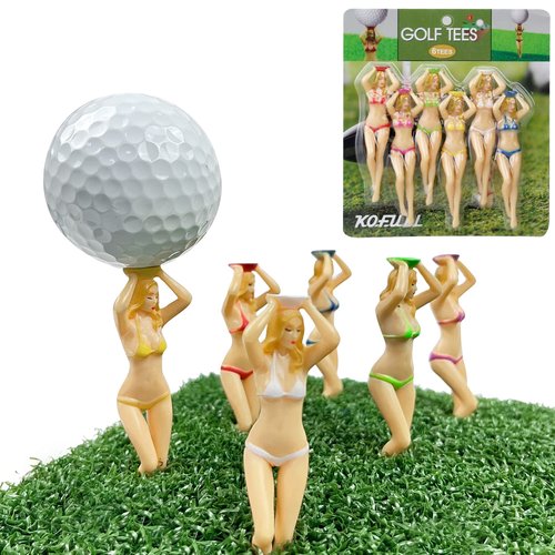 KOFULL Colored Golf Tees, Golf Tee, 3 inch Plastic Tee, Golf Practice Novelty Tees, White Elephant Stocking Stuffer Gifts for Him, Golfer Fun Gift, 6 per Set