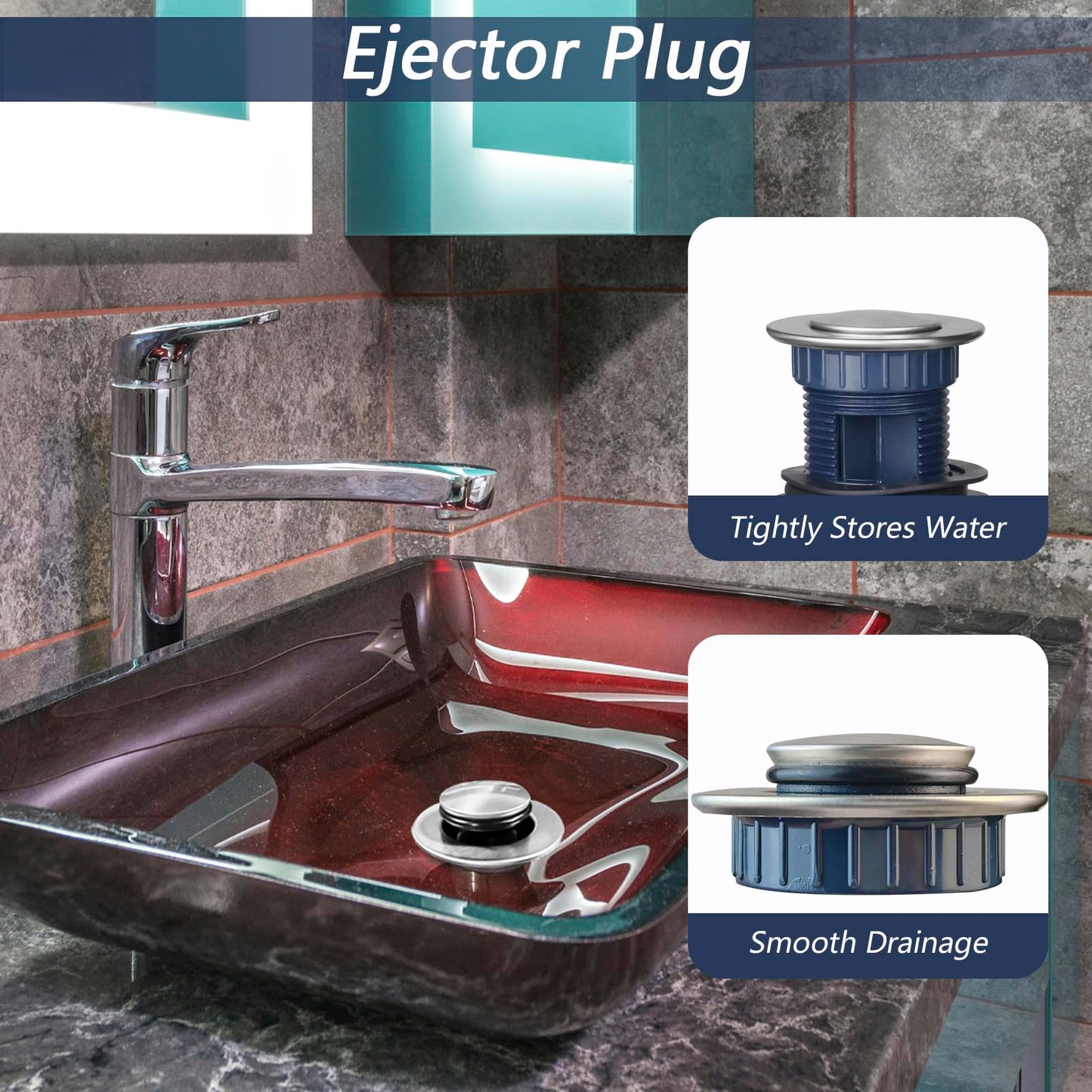 Bathroom Sink Drain with Lift Rod, Pop up Sink Drain Stopper with Lift Rod, Universal Sink Drain Stopper with Overflow, for Bathroom Vanity Sink, Lavatory, Fit Most Drains (Brushed Nickel