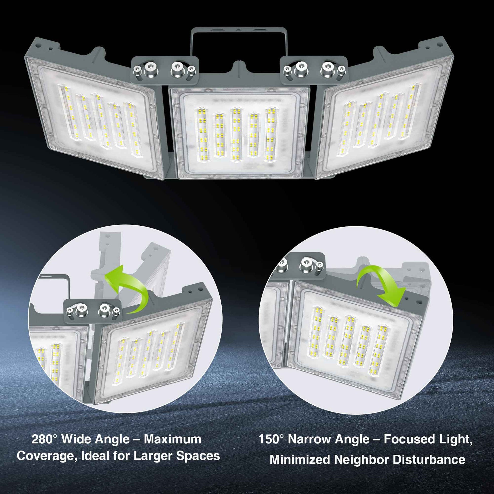 STASUN 300W LED Flood Light, Mini Series Outdoor Floodlight, 30000LM 6000K Daylight White, IP66 Waterproof, 3 Adjustable Heads, Exterior Flood Lights for Backyard, Driveway, Garage, Patio, Barn