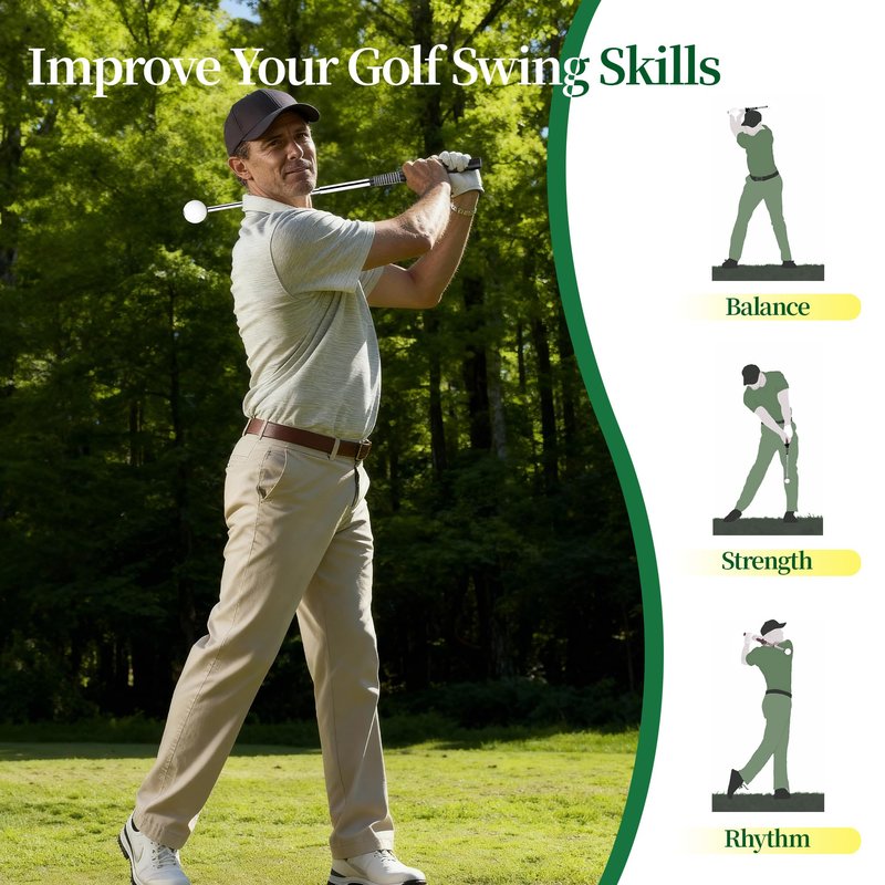 Retractable Golf Swing Training Aid, Portable Golf Swing Trainer for Warm Up Right-Handed Click Stick Golf Grip Trainer with Rhythm Click Sound, Golf Accessories for Beginners, Indoor Outdoor Practice