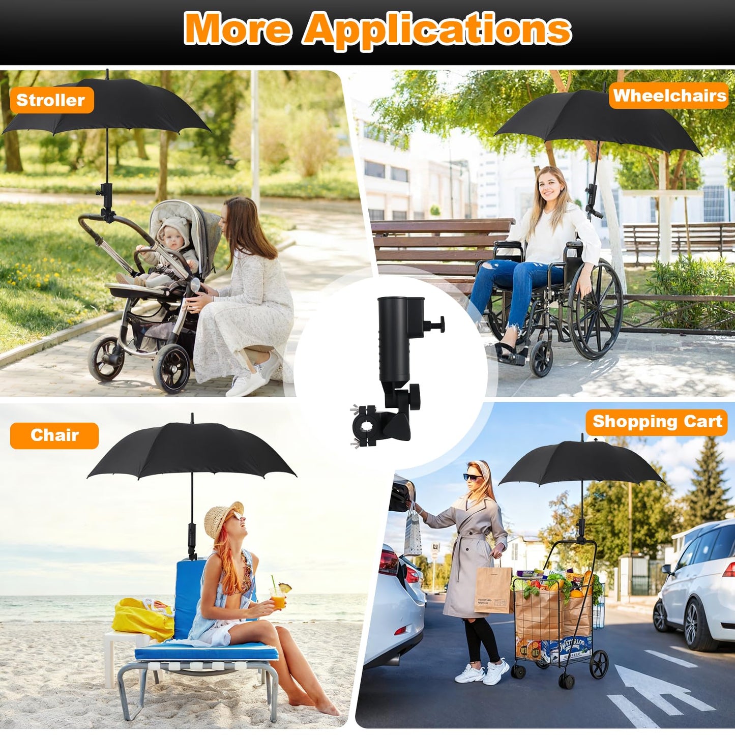 Umbrella Holder Compatible with Caddytek,Ultra Windproof, Universal Umbrella Extender for Stroller,Wheelchair,Beach Chair,Golf Push Cart