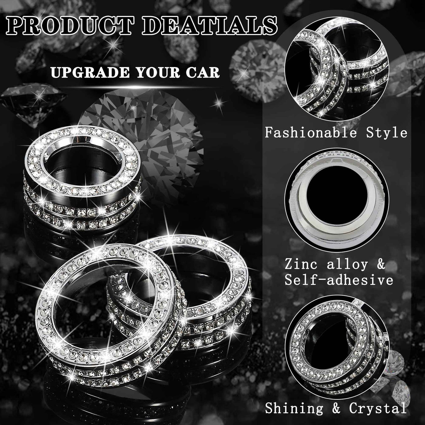 TOMALL Bling AC Air Conditioning Knob Button Cover Compatible with Chevy Equinox Malibu Volume Knob Trim Centre Console Air Conditioner Switch AC Climate Knob Cap Bling Interior Accessories for Car