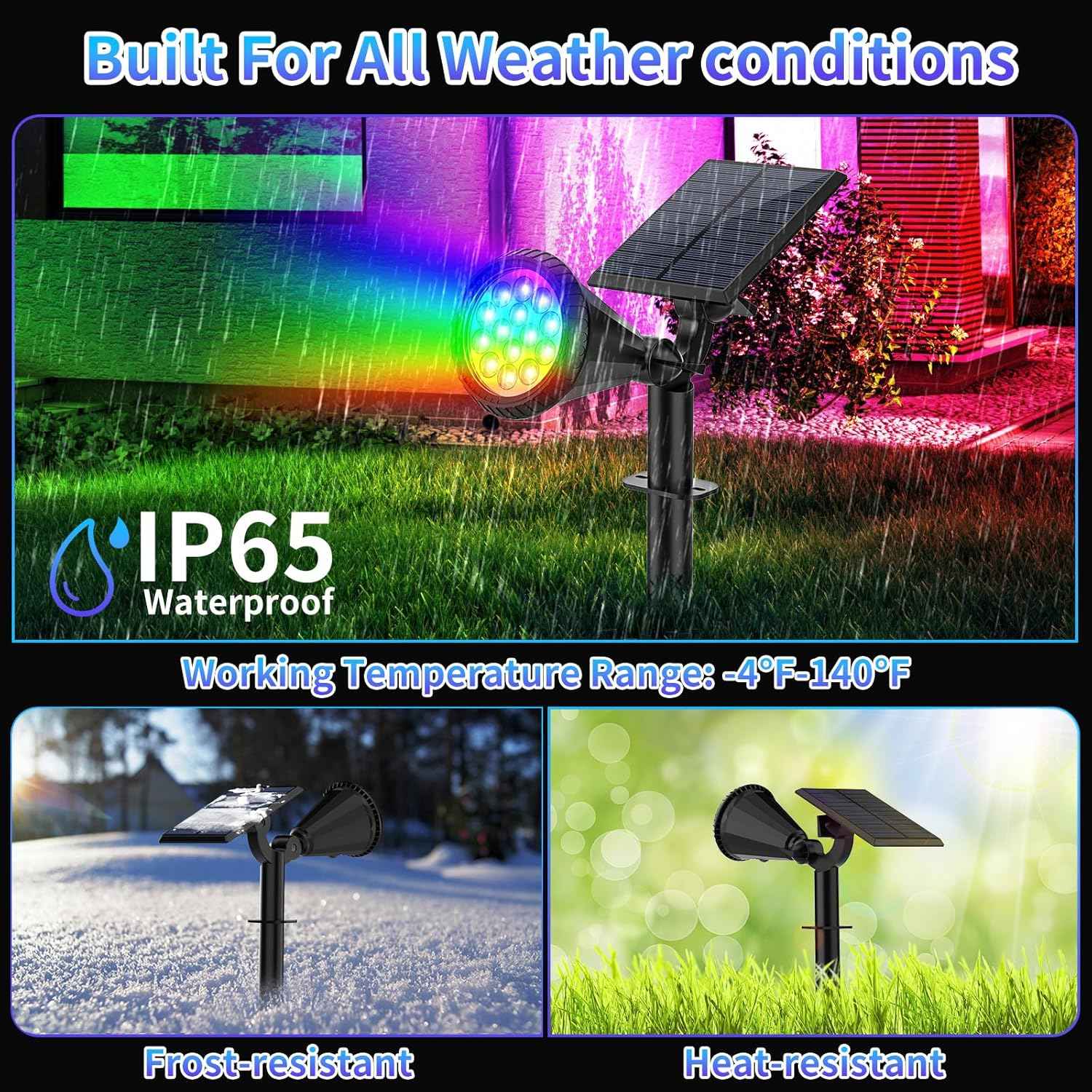 Solar Spot Lights Outdoor - 8 Pack Waterproof Adjustable Landscape Lights for Garden & Pathway
