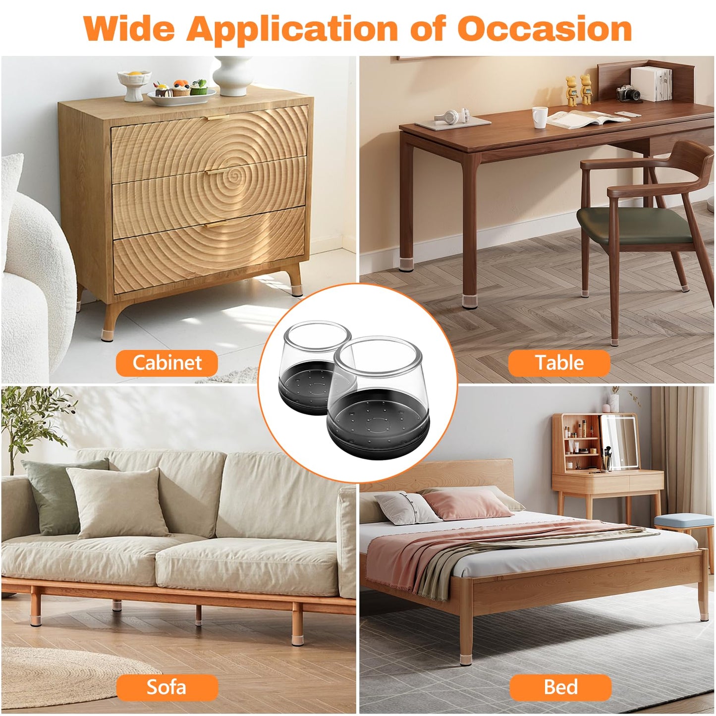 16pcs Chair Leg Protectors for Carpet, Round Bar Stools Feet Glides Covers Caps Furniture Foot Sliders with Plastic Pads, Damage-Free Move on Carpets (Fit:5/8"~13/16", Black Bottom)