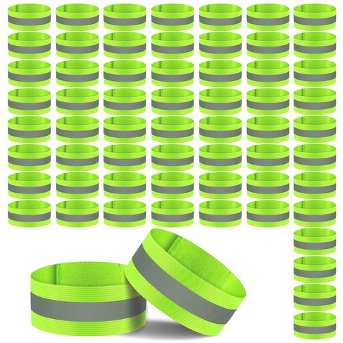 eggigi 60 Pieces Reflective Bands Reflective Armbands Arm Bands for Wrist, Arm, High Visibility Reflective Running Gear Safety Reflector Tape Straps for Night Walking, Running