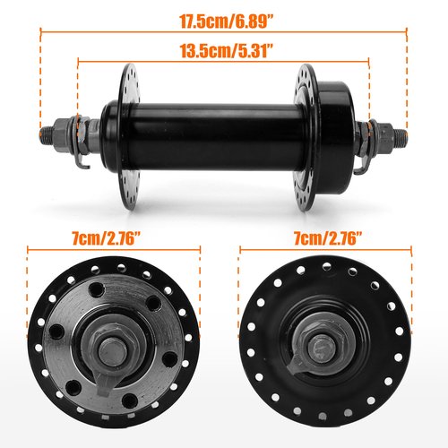 BuleVina Fat Tire Bike Wheel Part Hub, Rear Hub 195mm Front Hub 135mm 36 Holes Thread Cassette Disc Brake Cycling Accessories Through Axle Quick Release Aluminum Alloy Hubs for 26x4.0 Snow Bicycle