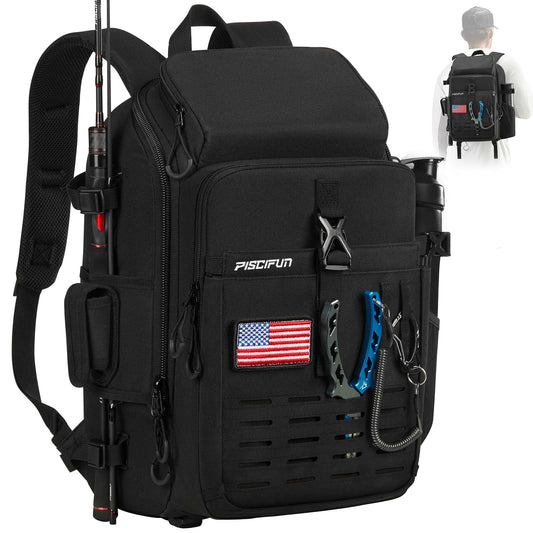 Piscifun Fishing Tackle Backpack, Rod & Gear Holder, Water-Resistant