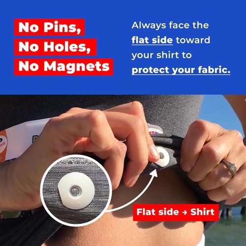 BibBoards bibSNAPS Clear Race Bib Clips - Secure Fasteners for Running & Cycling - Easy to Use, Non-Magnetic (4pcs)