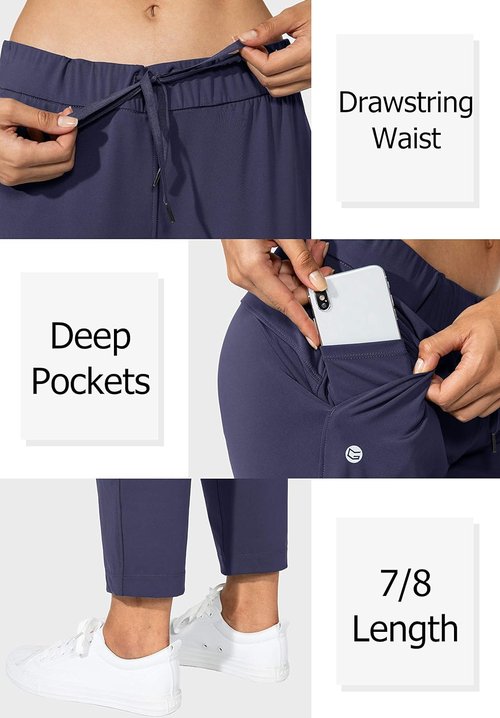 G Gradual Women's 7/8 Stretch Ankle Sweatpants - Deep Pockets for Golf, Athletic, and Lounge Wear