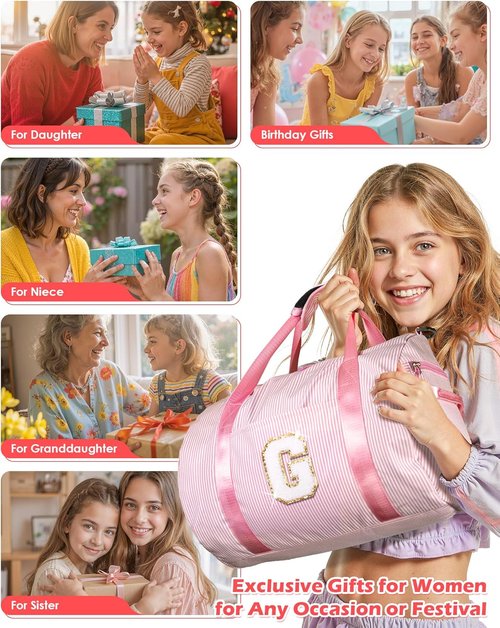 Graduation Gift-Gifts for 10 Years Old Girl, Girls Travel Duffle Bag, Dance Bag for Girls, Kids Overnight Bags with Shoe Compartment, Teen Girl Gifts Trendy Stuff, Birthday Gift (Letter A)