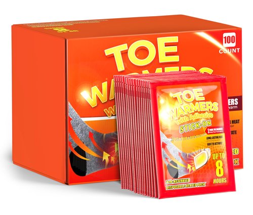 Toe Warmer - Hand and Foot Warmers 100 Pair, Long-Lasting Up to 8 Hours Feet Warmers Disposable with Adhesive, Ultra Thin Safe Toe Warmers for Feet, Winter for Women Men Mom Dad