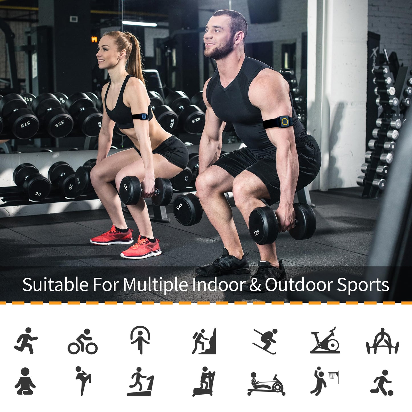 EZON C022Pro Heart Rate Monitor Armband with ANT+ & Bluetooth, LED HR Zone Indicator Lights,3ATM Waterproof, Adjustable Arm Strap for Running Cycling Gym, Compatible with Peloton/Wahoo/Strava