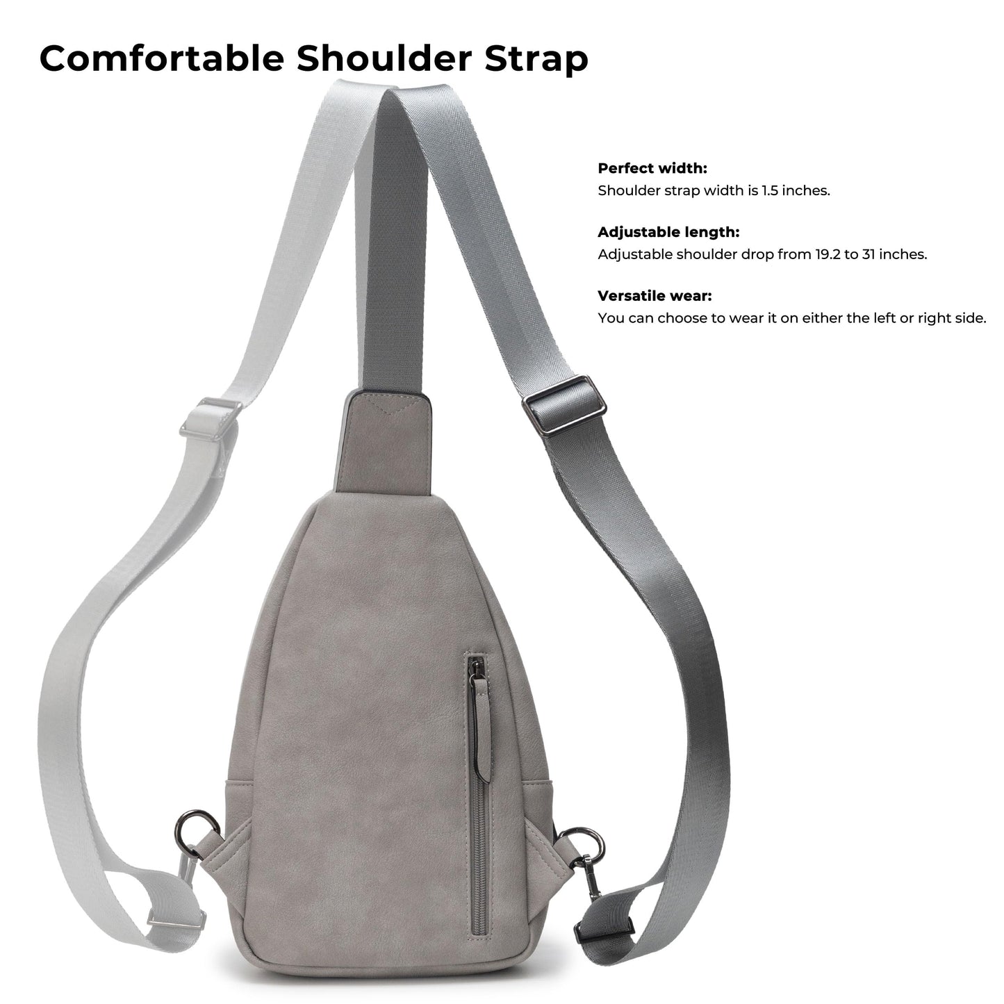 Alldaily Large Sling Bag for Women Crossbody Purse Leather Fashionable Trendy Chest Bag for Travel, Fanny Pack (Grey)
