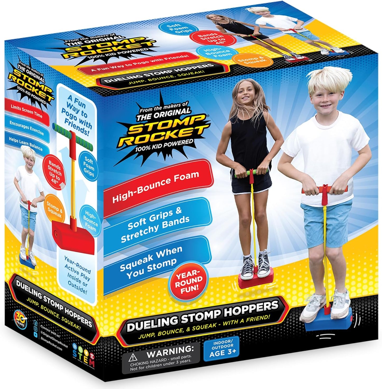 Stomp Hopper Pogo Stick - Fun Foam Jumper for Kids | Soft Grips & Stretchy Bands | Ideal STEM Toy for Ages 3-5