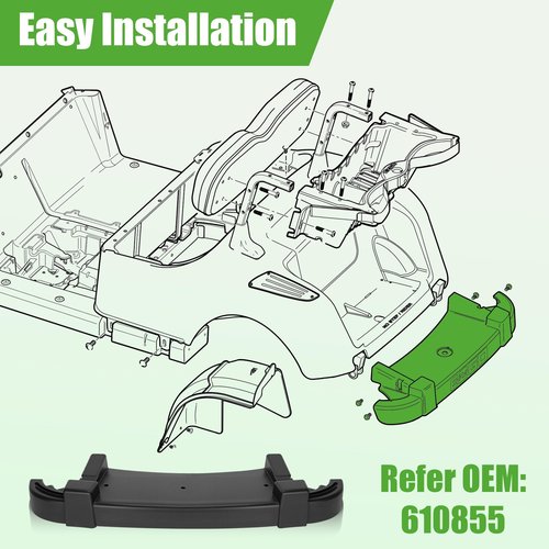 10L0L Golf Cart Rear Bumper for EZGO RXV 2008-2015 Golf Carts, Replaces Parts 610855