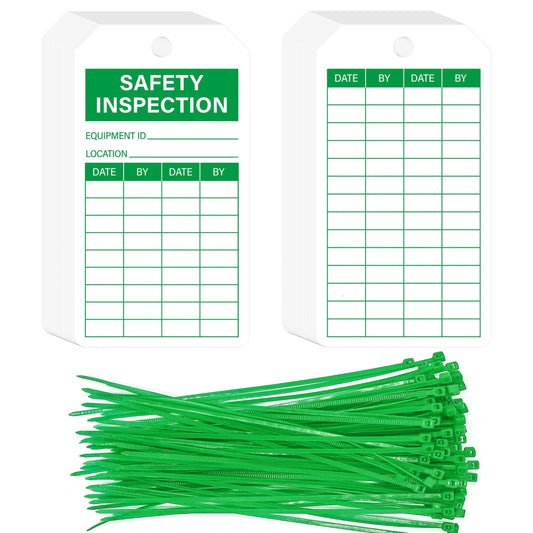 YHNTGB 90Sets Safety Inspection Tags with Adjustable Wire Ties Accident Prevention Label for Inventory Scaffolds Ladders Fire Extinguisher Machinery 5.51 X 3inch