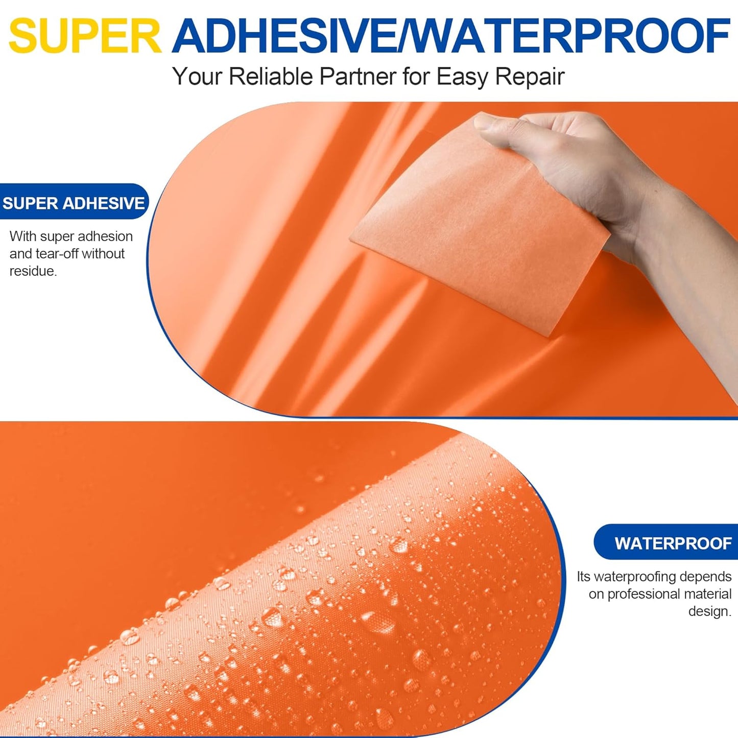 Skiennix Fabric Repair Tape - Self-Adhesive Waterproof Nylon Patch Kit for Outdoor Gear | 4x70 Inch, Orange