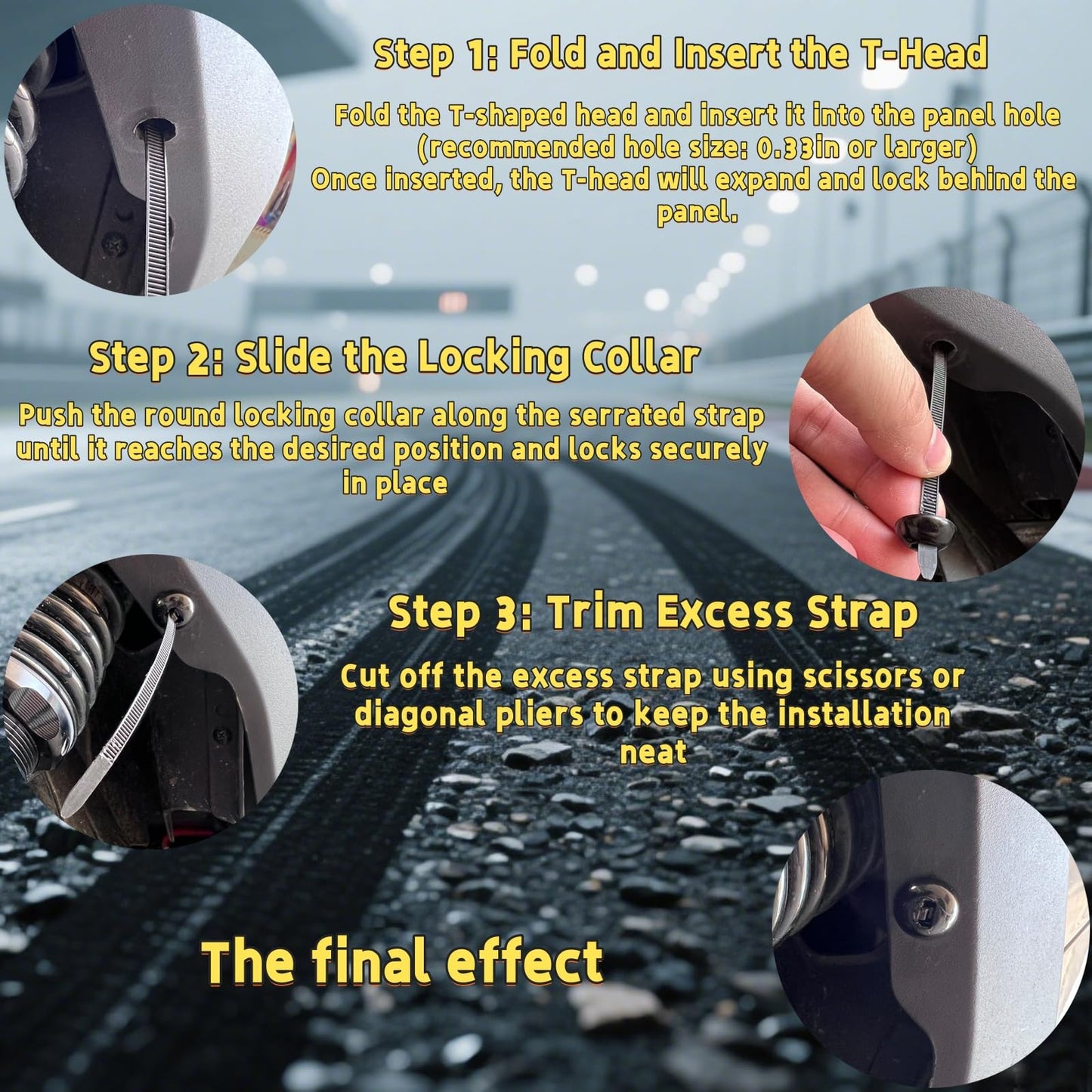 100 Pcs Nylon Universal Cable Tie Buckle - New Multifunctional Nylon Zip Ties,Snap-Fit Ziptie Bumper Retainer Fender Liner Door Panel Fastener（white）