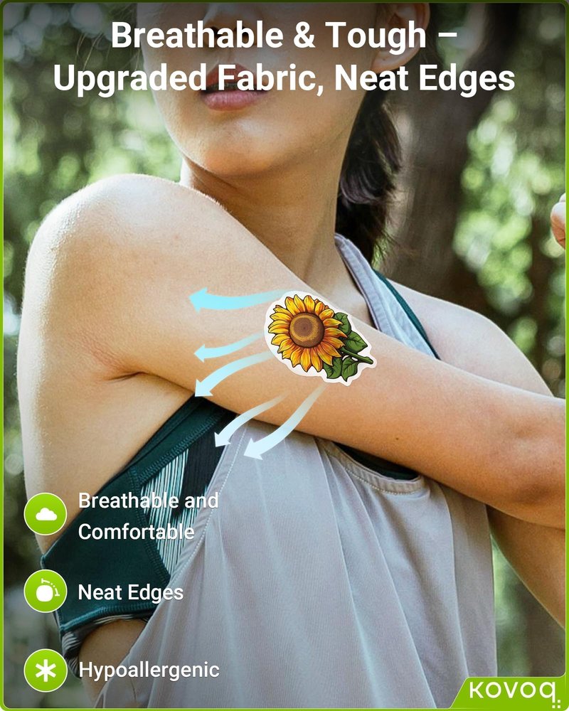 Floral Shaped Libre 3 & Plus Sensor Protective Covers, 16 Pack Kovoq FiguraGuard Freestyle Libre 3 Adhesive Patches with Hardshell, Reduce Compression Lows Shockproof Sweatproof Up to 14 Days(Floral)