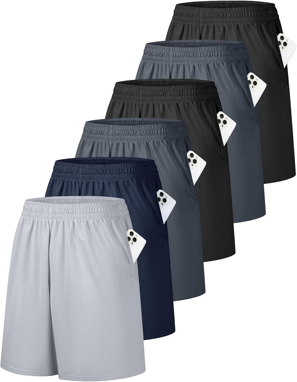 OYGSieg Men's Athletic Basketball Shorts - Quick Dry Mesh Gym Shorts with Pockets | 6 Pack