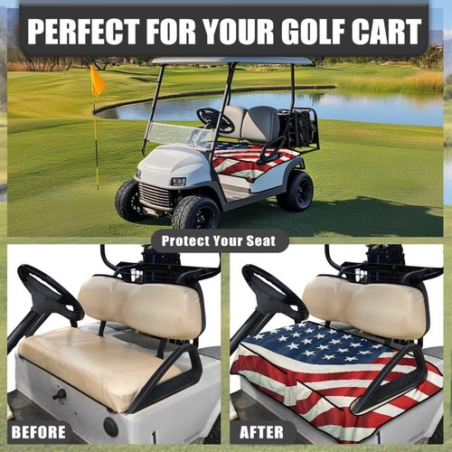 Generic Golf Cart Seat Covers - Red/White/Blue - Polyester, Spandex - Universal Fit - Golf Cart