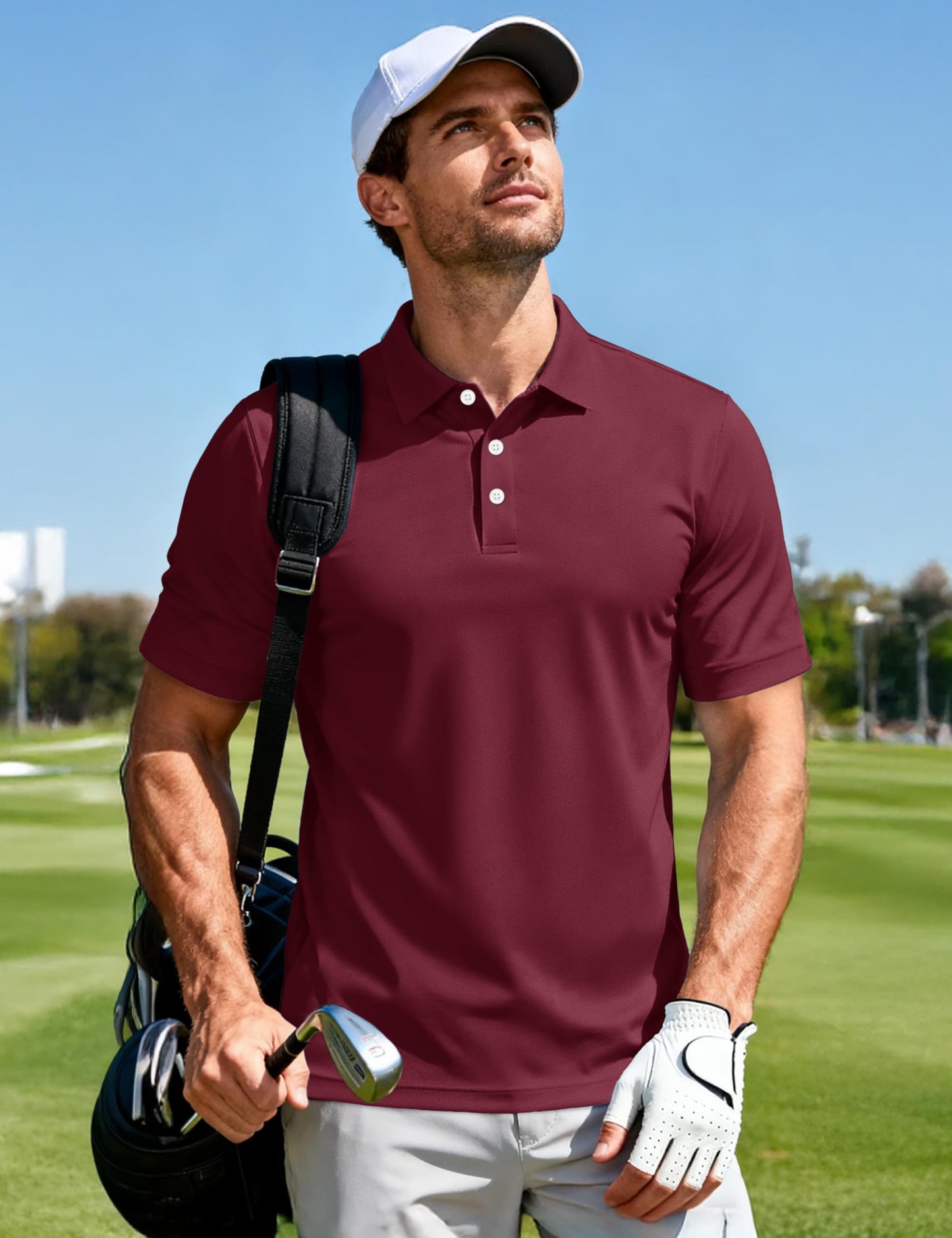 MAGCOMSEN Mens Polo Shirts Short Sleeve Athletic Pique Golf Shirt Dry Fit Performance Casual Work Polos for Men