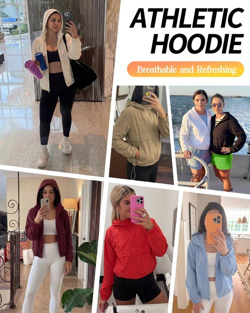 Locachy Women's Lightweight Athletic Workout Hoodie Long Sleeve Full Zip Gym Running Outdoor Jacket White M