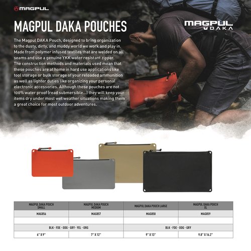 Magpul DAKA Pouch Zippered Tactical Range Tool and Gear Bag, Orange, Small (6" x 9") (MAG856-811)
