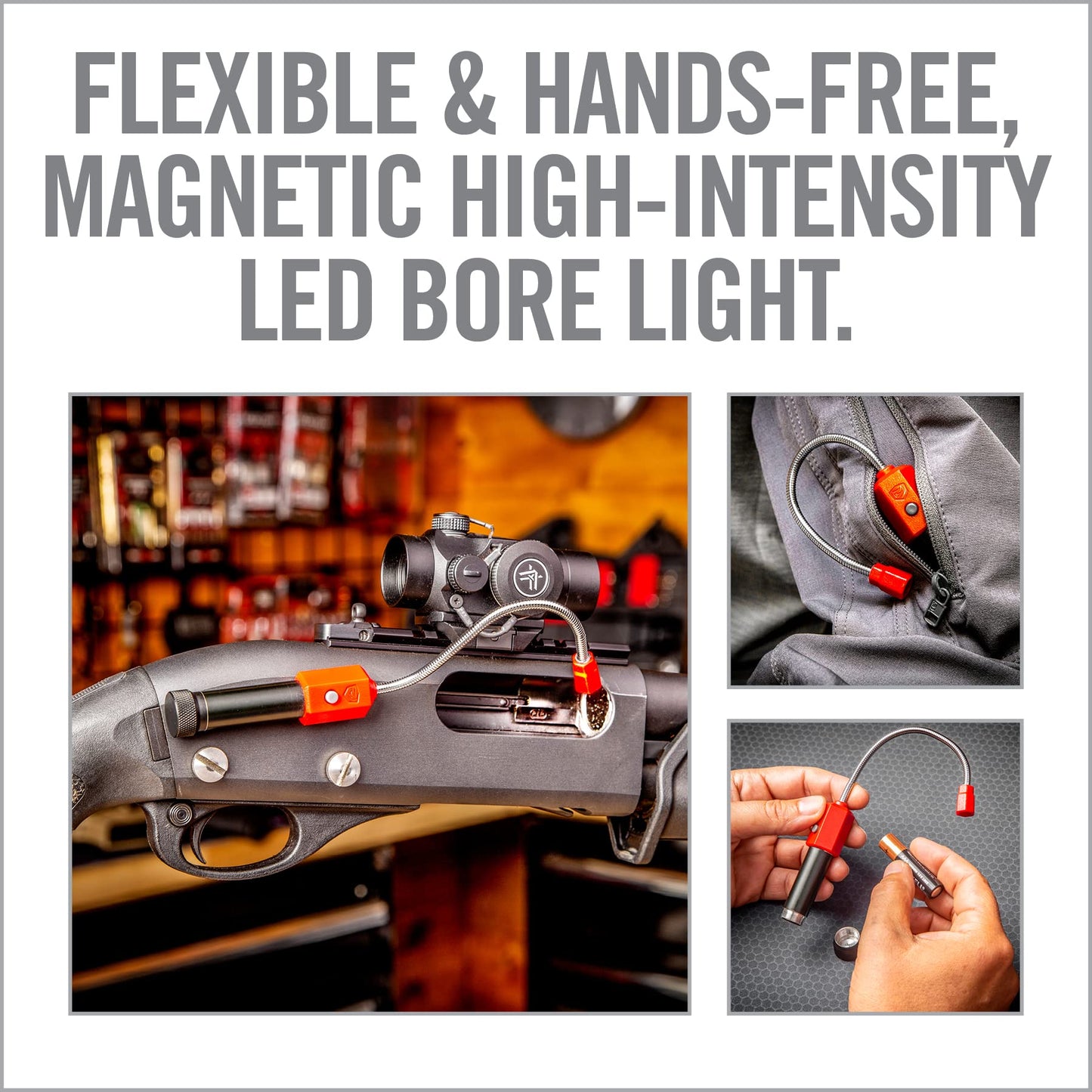 Real Avid Bore Light, Magnetic, High Intensity LED Bore Illuminator with 5” Flexible Neck for Hands Free Operation and Illuminating Hard to See Areas, New and Improved
