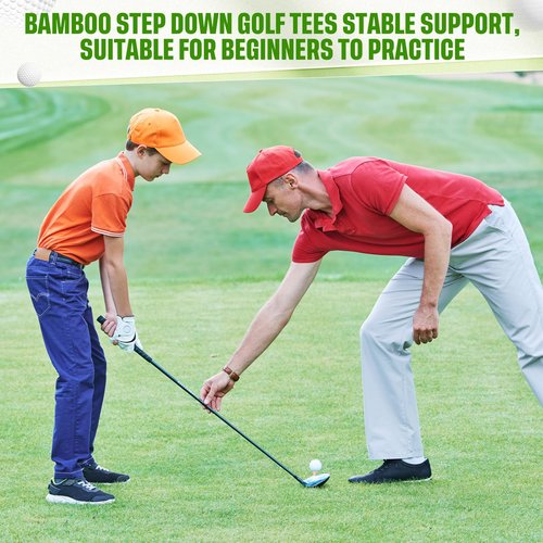 Mudder 300 Pack Step Down Golf Tees Wooden 2-3/4 Inch Bulk Bamboo Golf Castle Tees for Practice Accessories